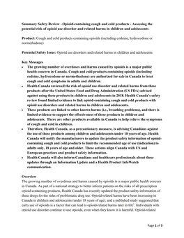 Opioid-Containing Cough and Cold Products - Assessing the Potential Risk of Opioid Use Disorder and Related Harms in Children and Adolescents