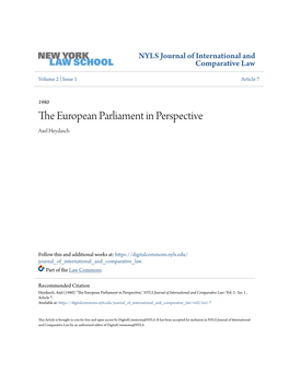 The European Parliament in Perspective