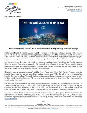 Fireworks on the Island Press Release