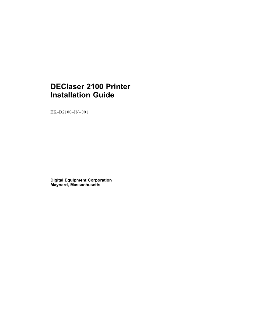 Declaser 2100 Printer Installation Guide