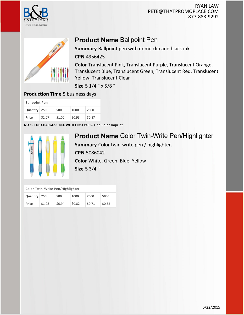Product Name Product Name Ballpoint Pen Color Twin-Write Pen