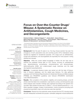 Focus on Over-The-Counter Drugs' Misuse: a Systematic Review On