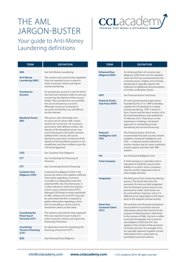 THE AML JARGON-BUSTER Your Guide to Anti-Money Laundering Definitions