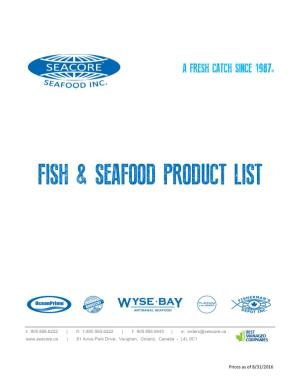 Fish & Seafood Product List