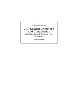 AP® English Literature and Composition Close Reading of Contemporary Literature