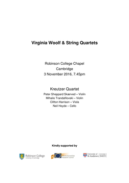 Virginia Woolf & String Quartets Concert