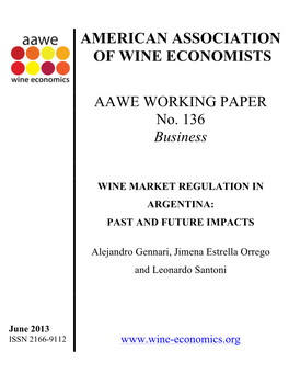 Wine Market Regulation in Argentina: Past and Future Impacts