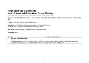 Neighbourhood Governance Note of Norwood Green Ward Forum Meeting ______