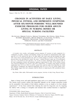 Changes in Activities of Daily Living, Physical Fitness, And