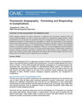 Fluorescein Angiography: Preventing and Responding to Complications