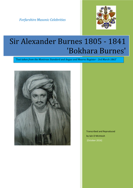 Sir Alexander Burnes 1805 - 1841 'Bokhara Burnes'