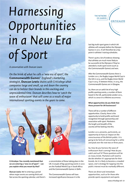 Harnessing Opportunities in a New Era of Sport