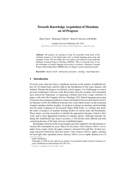 Towards Knowledge Acquisition of Metadataon AI Progress