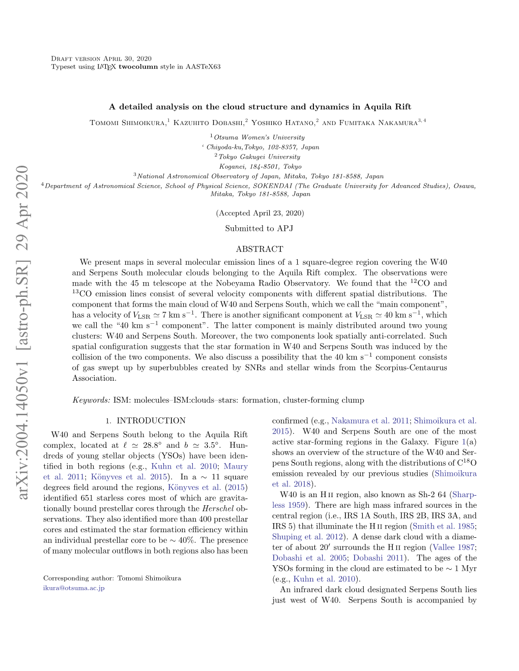 Arxiv:2004.14050V1 [Astro-Ph.SR] 29 Apr 2020