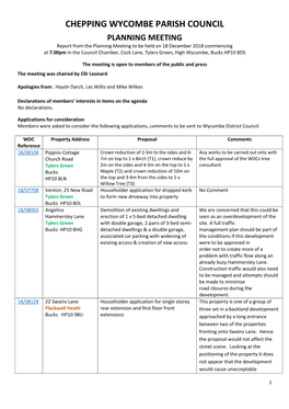 Chepping Wycombe Parish Council Planning Meeting