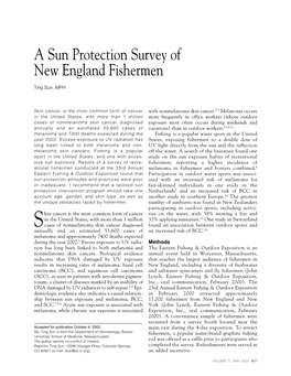 A Sun Protection Survey of New England Fishermen