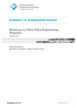 Mackays to Peka Peka Expressway Proposal September 2012