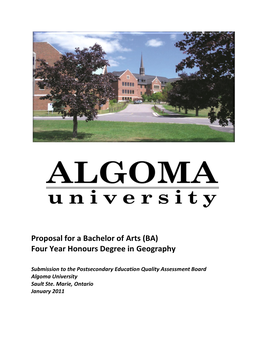 Algoma University Bachelor of Arts in Geography (Honours)