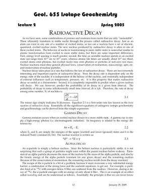 Lecture 2: Radioactive Decay