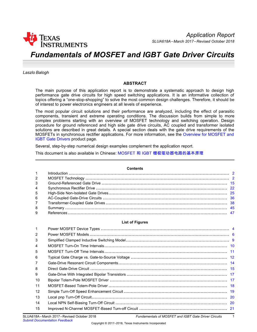 Fundamentals of MOSFET and IGBT Gate Driver Circuits