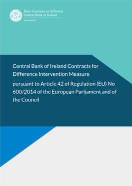 Central Bank of Ireland Contracts for Difference Intervention Measure