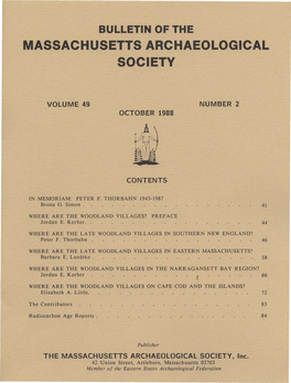 Bulletin of the Massachusetts Archaeological Society, Vol. 49, No