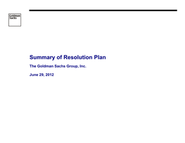 Summary of Resolution Plan