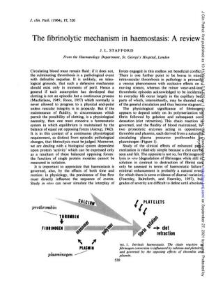 The Fibrinolytic Mechanismin Haemostasis