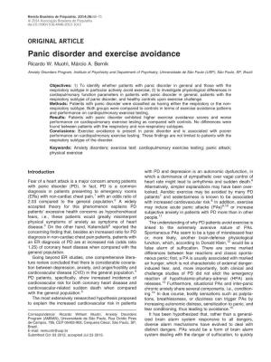 Panic Disorder and Exercise Avoidance Ricardo W