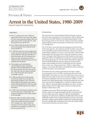 Arrest in the United States, 1980-2009 Howard N