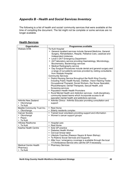 Appendix B - Health and Social Services Inventory