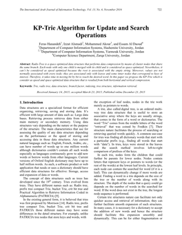 KP-Trie Algorithm for Update and Search Operations