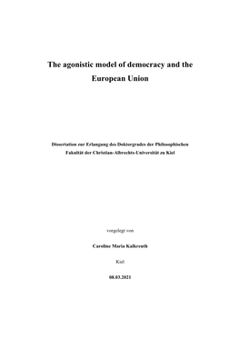The Agonistic Model of Democracy and the European Union