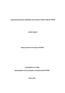 Costs of Financial Distress and Capital Structure of Firms