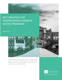 Best Practices for Comprehensive Summer School Programs