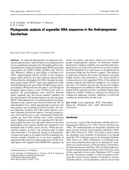 Phylogenetic Analysis of Organellar DNA Sequences in the Andropogoneae: Saccharinae