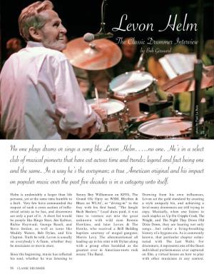 Levon Helm -- the Classic Drummer Interview