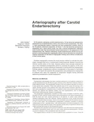 Arteriography After Carotid Endarterectomy