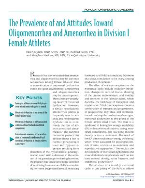The Prevalence of and Attitudes Toward Oligomenorrhea and Amenorrhea in Division I Female Athletes