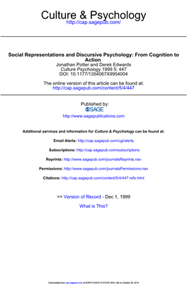 Social Representations and Discursive Psychology