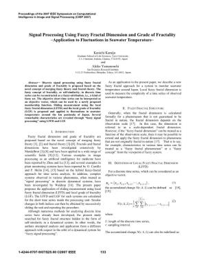 Signal Processing Using Fuzzy Fractal Dimension and Grade of Fractality –Application to Fluctuations in Seawater Temperature–