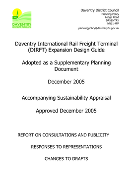 Daventry International Rail Freight Terminal (DIRFT) Expansion Design Guide Adopted As a Supplementary Planning Document Decembe