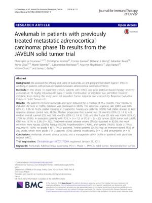 Avelumab in Patients with Previously Treated Metastatic Adrenocortical