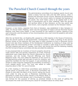 The Parochial Church Council Through the Years