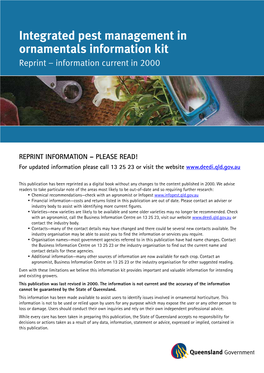 Integrated Pest Management in Ornamentals Information Kit Reprint – Information Current in 2000