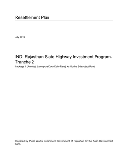 49228-003: Rajasthan State Highway Investment Program