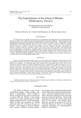 The Herpetofauna of the Island of Rhodes (Dodecanese, Greece)