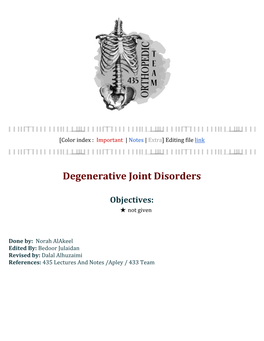 Degenerative Joint Disorders