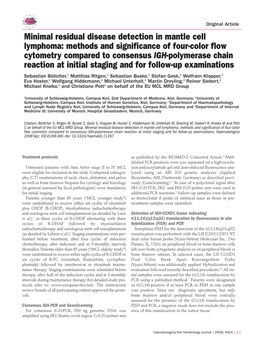 Minimal Residual Disease Detection in Mantle Cell Lymphoma