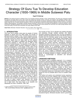 Strategy of Guru Tua to Develop Education Character (1930-1969) in Middle Sulawesi Palu